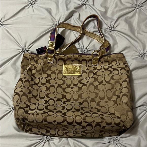 Coach Poppy classic tan and purple tartan large tote (lot of 2, not separating) - Picture 12 of 16
